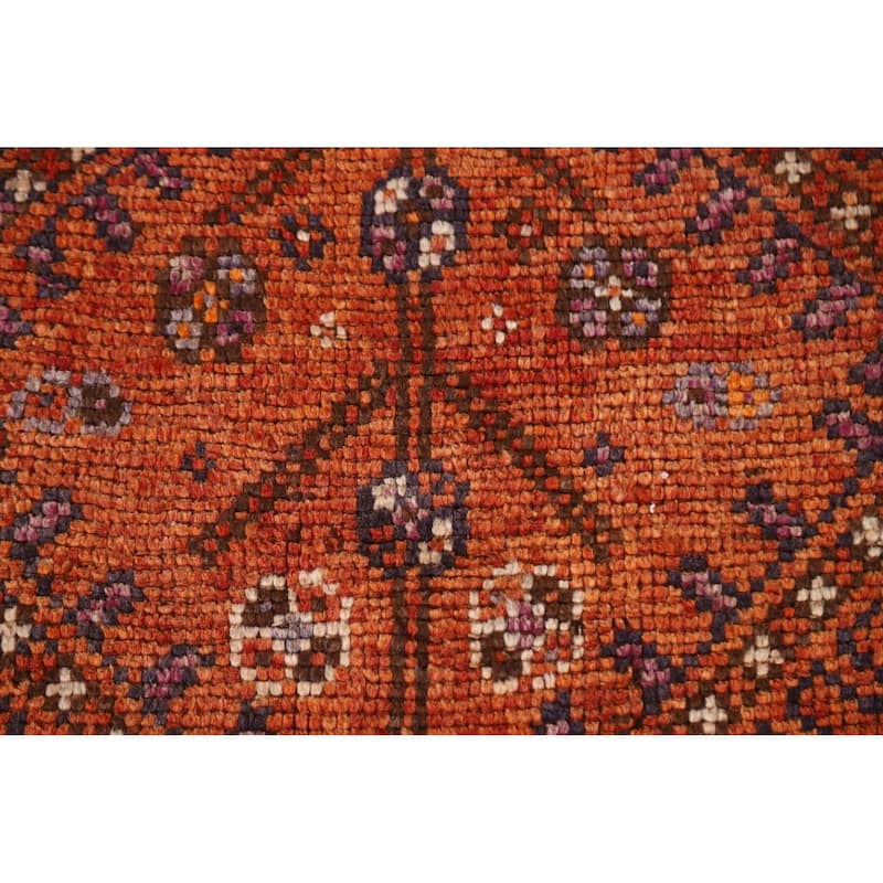 Geometric Qashqai Persian Vintage Runner Rug Handmade Wool Carpet - 4'5"x 13'3"