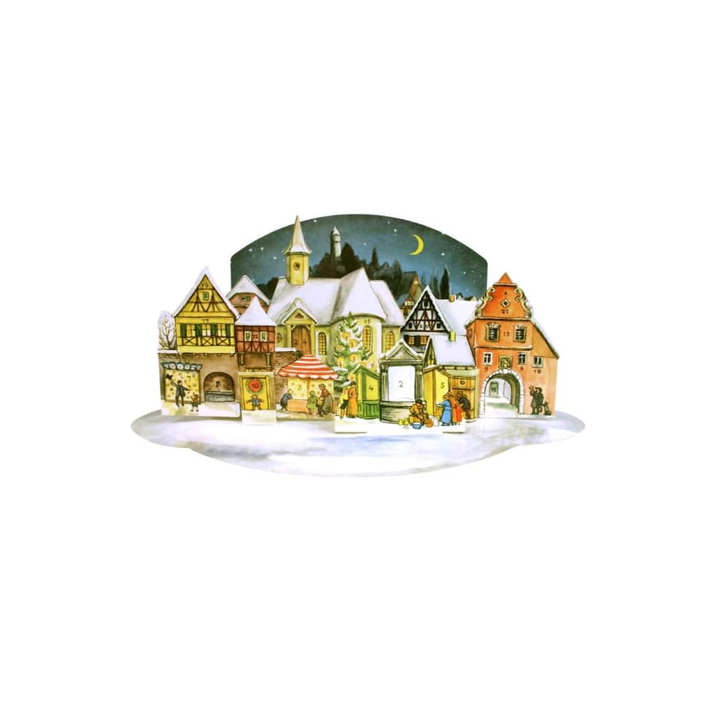 19" Unique Sellmer Advent 3-D Village Scene Replica of 1995 Wall Decor - Brown