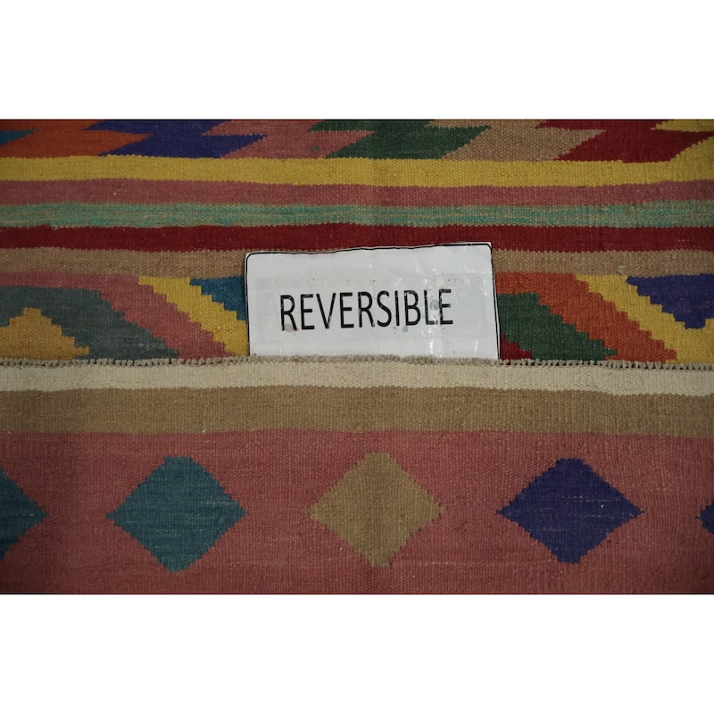 Hand Woven Oriental 100% Wool Carpet Southwestern Modern Multi-Colored Kilim Area Rug - 12' 3'' X 8' 9''