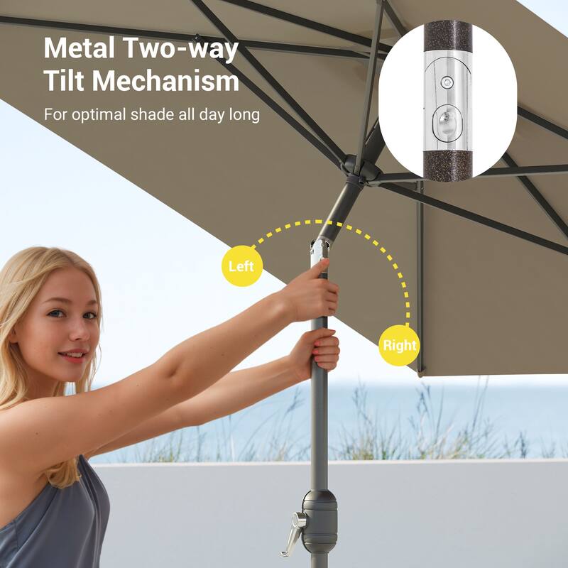 Bonosuki 10 x 6.5ft Patio Rectangular Umbrella with Tilt and Crank