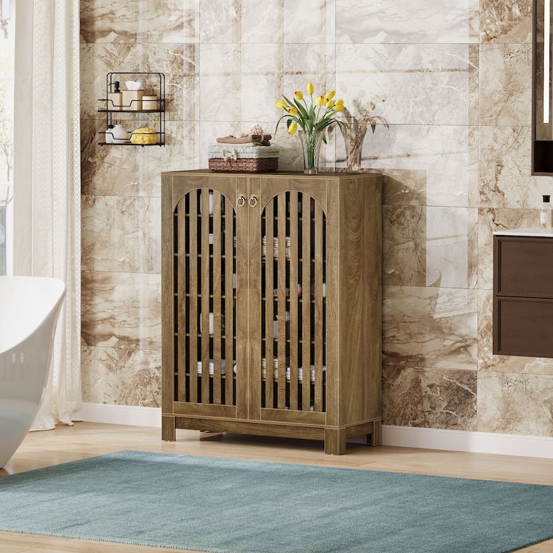 Shoe Cabinet with Louver Doors, 6-Tier Adjustable Shoe Storage Cabinet