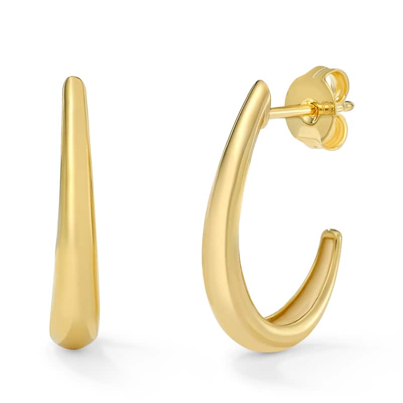 Clover 14K Yellow Gold High-Polish Tapered Half Hoop Stud Earrings