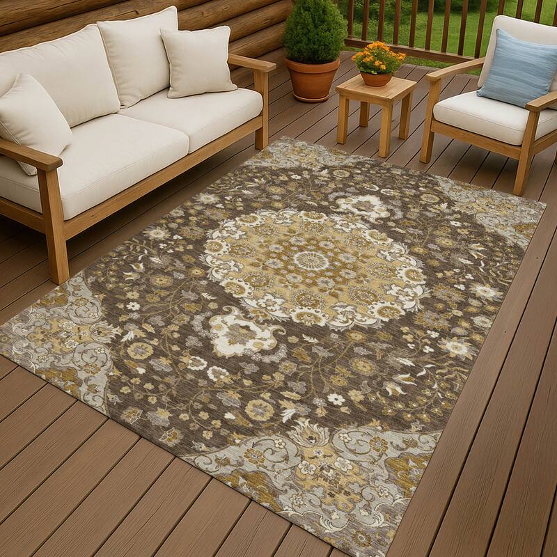 Machine Washable Indoor/ Outdoor Global Eckley Chantille Rug - Chocolate - 8' x 10'