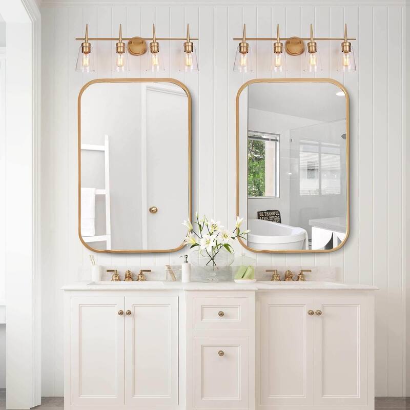 Ciare Modern Gold Bathroom Vanity Light Linear Wall Sconces with Clear Glass Shade - L 28.3"* W 5.5"* H 11"