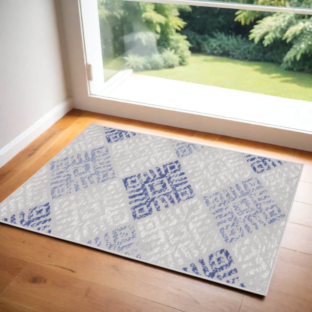 Cada Power Loomed Geometric Modern Stain Resistant Area Rug By HomeRoots - 60' X '36' X '0.39