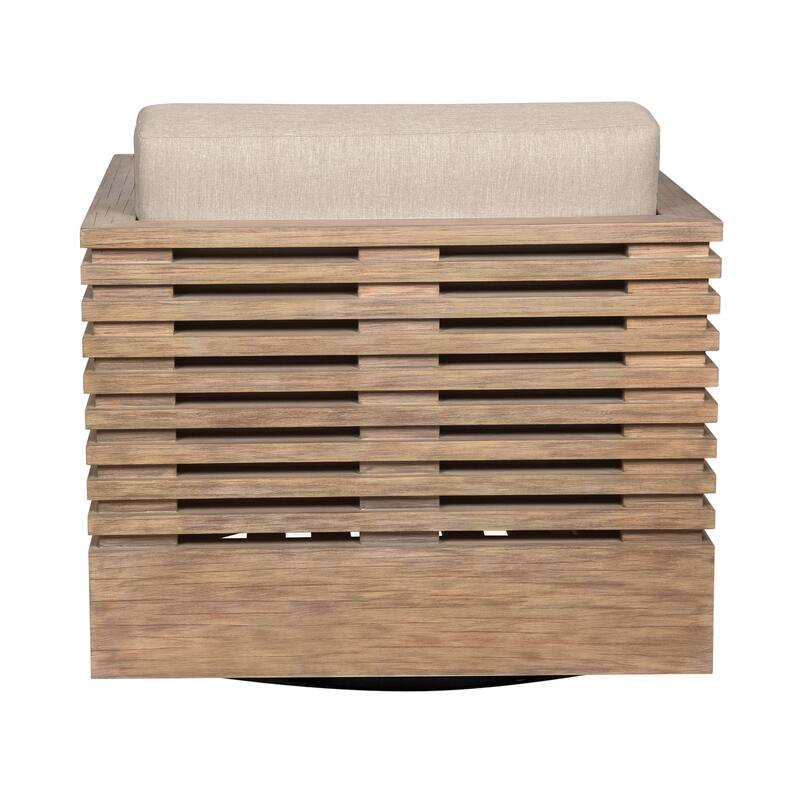Vivid Swivel Outdoor Patio Chair in Eucalyptus Wood with Olefin Cushions