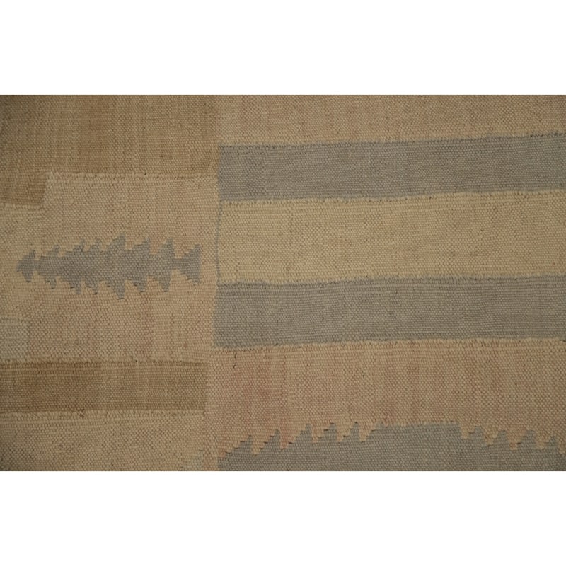 Hand Woven Oriental 100% Wool Carpet Southwestern Tribal Beige & Ivories Kilim Area Rug - 8' 0'' X 5' 0''
