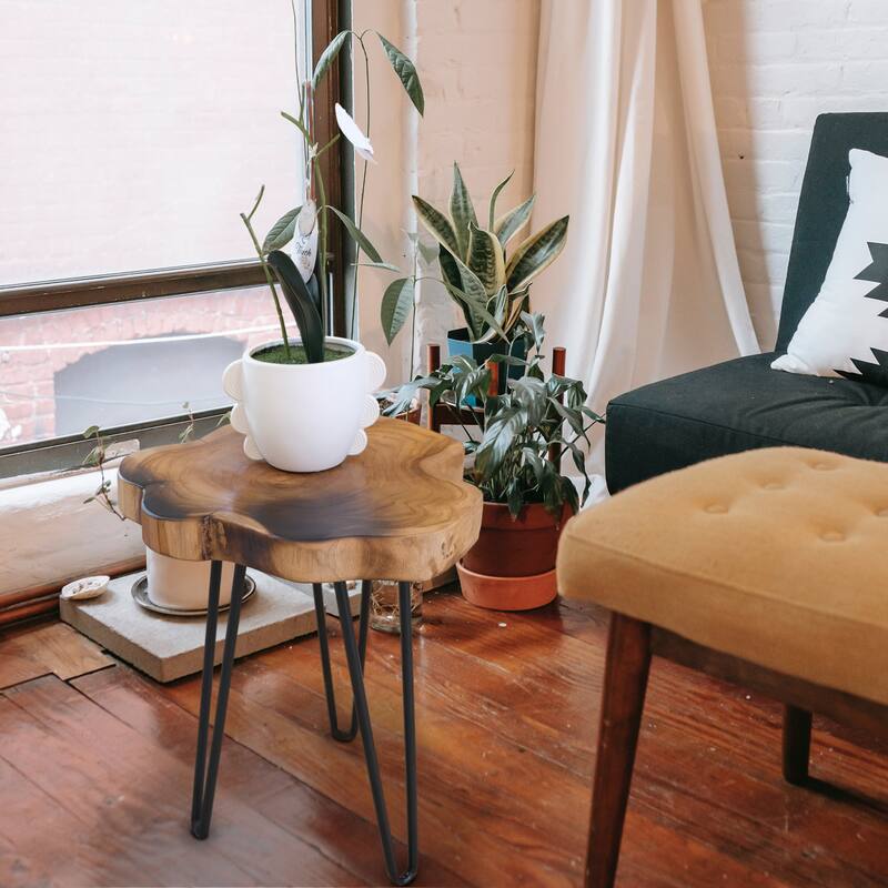 Greenage Solid Wood Teak Live Edge Natural Cut Coffee Table