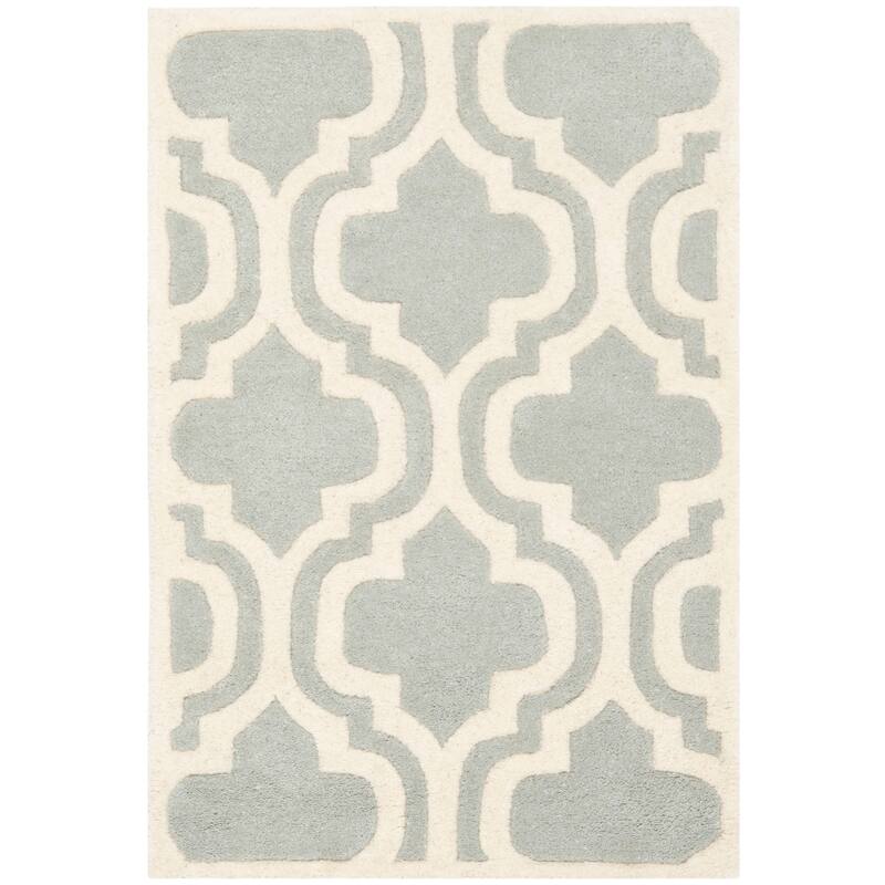 SAFAVIEH Handmade Chatham Sieghilde Modern Moroccan Wool Rug - 2' x 3' - Grey/Ivory