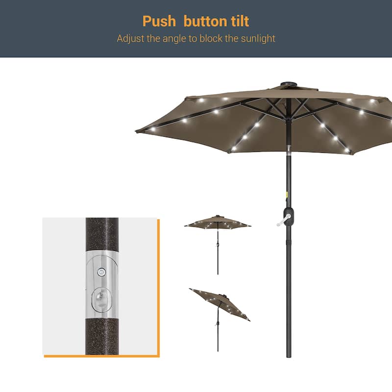 LIVOOSUN Patio 7.5 FT LED Market Umbrella,Table Umbrella w/Tilt Button