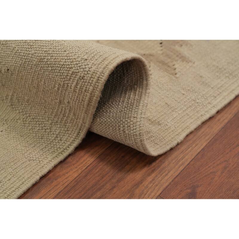 Hand Woven Oriental 100% Wool Carpet Southwestern Tribal Beige & Ivories Kilim Area Rug - 9' 9'' X 8' 1''