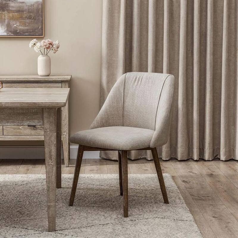 HomeRoots Set Of Two Cream And Brown Upholstered Fabric Side Chairs - 21.50 in. x 32.30 in. x 22.50 in. - 21.50 in. x 32.30 in.  x 22.50 in. - Set of 2 - Cream