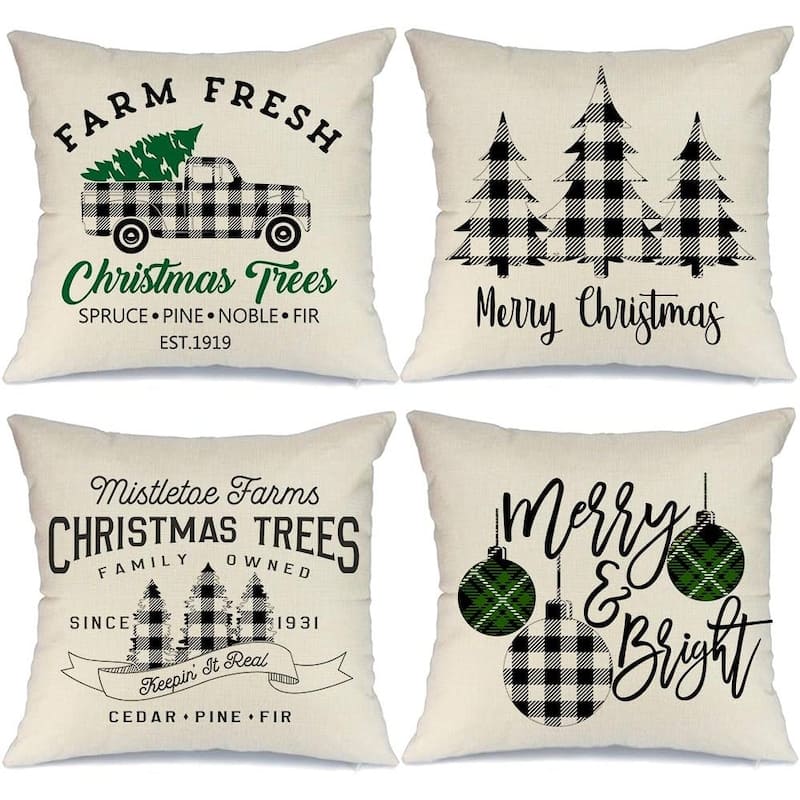 Buffalo Plaid Christmas Pillow Covers 18x18 Set of 4 Christmas Decor ...