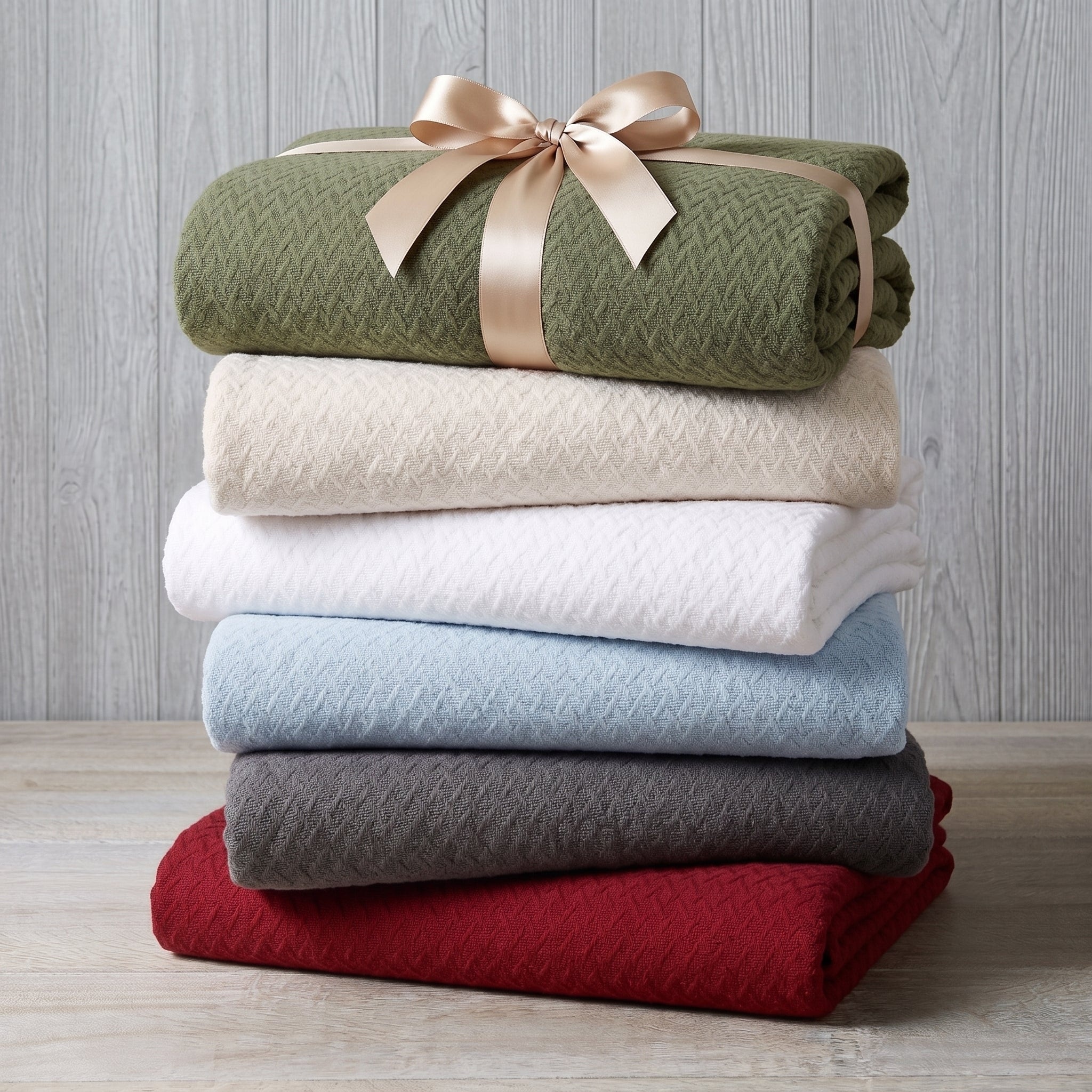 Superior Nobel 100% Cotton Lightweight Blanket, Raised Chevron Texture, Breathable All-Season Bedding