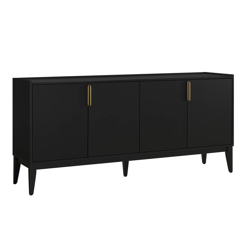 4-Door Cabinet with Aluminum Handles & Adjustable Shelves for Study Room & Office Storage Solutions