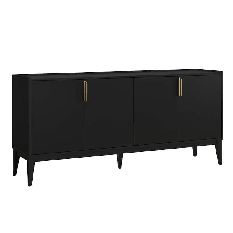 Luxurious MDF Storage Cabinet Sideboard with 4 Doors and Adjustable Shelves for Living Room or Hallway
