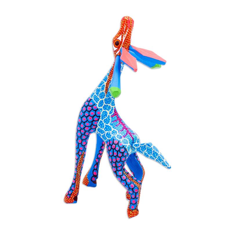 Novica Handmade Stargazing Giraffe In Blue Wood Alebrije Sculpture