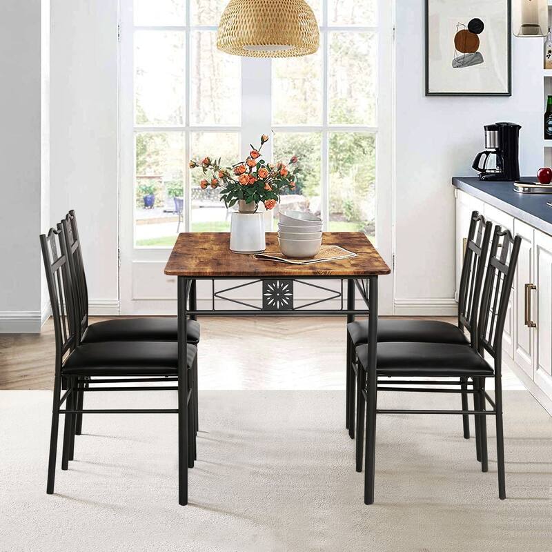 VECELO 3/5-piece Dining Table and Dining Chair Set, Dining Sets Antique Brown