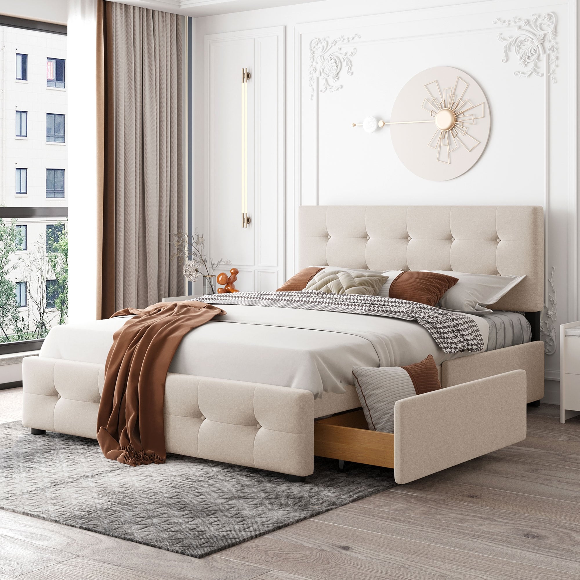 Light beige on sale bed frame