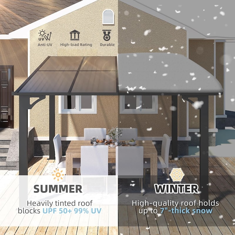 8x8ft Wall Mounted Gazebos Pergola, Outdoor Lean to Gazebo Awnings