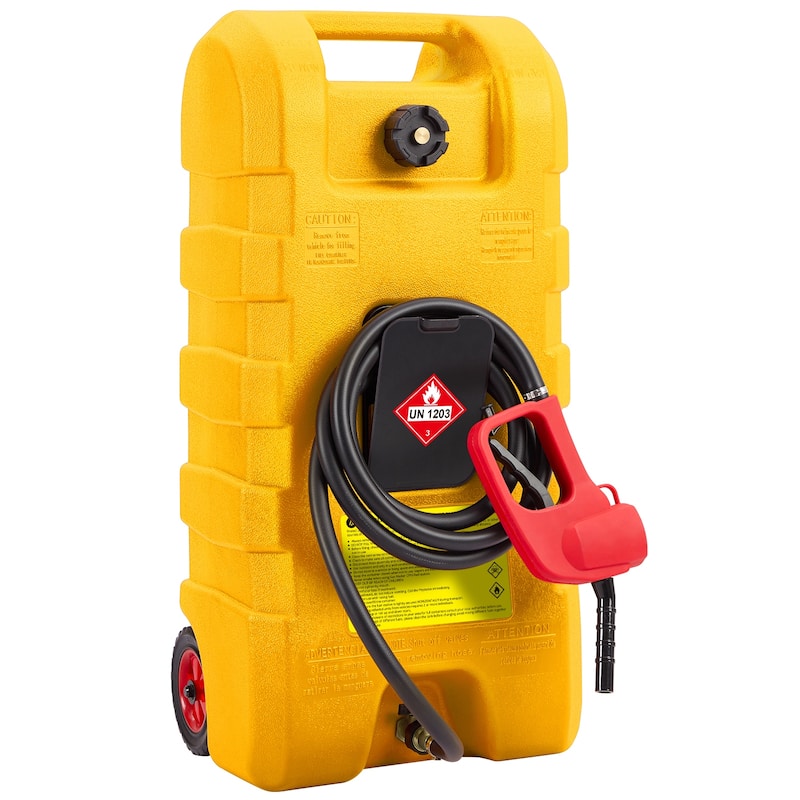 15 Gallon Wheeled Fuel Caddy Container with Manual Pump - 15 Gallons - Yellow