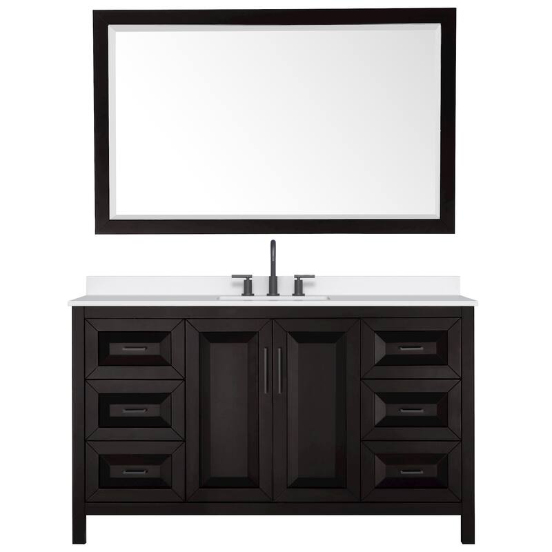 Daria 60-inch Single Vanity, 3 Hole Quartz Top, 58-inch Mirror