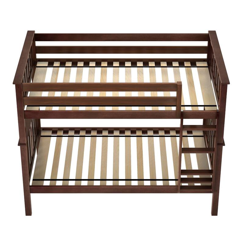 Now Furniture Solid Wood Twin Over Twin Bunk Bed with Straight Ladder