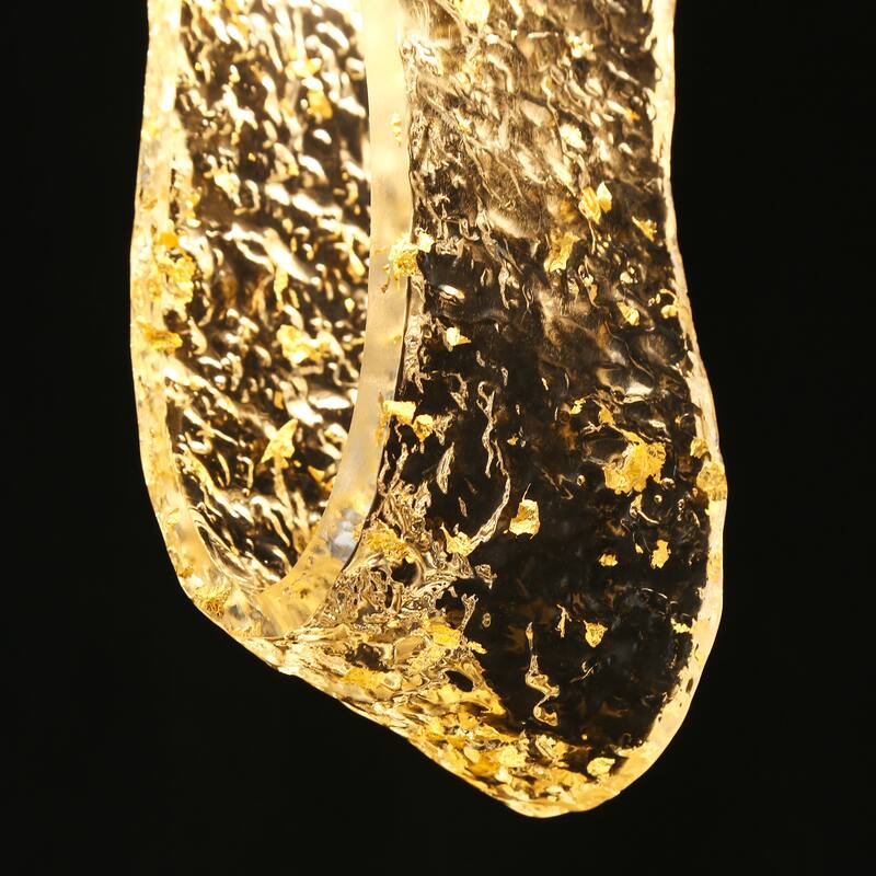 Modern 1-Light Gold Leaf Resin LED Pendant Light with Brass Canopy