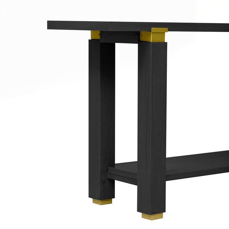 Solid Wood Entryway Sofa Table with Metal Accents