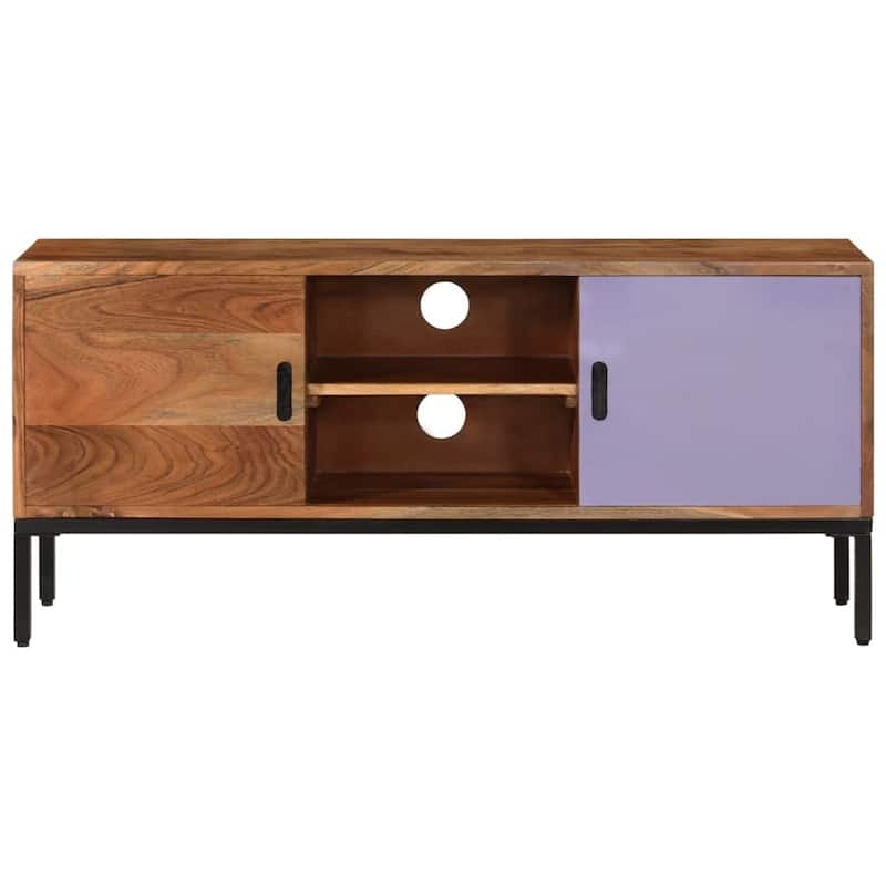 vidaXL TV Stand Honey Brown and Gray 43.3"x11.8"x19.7" Solid Wood Acacia - 43.3" x 11.8" x 19.7"