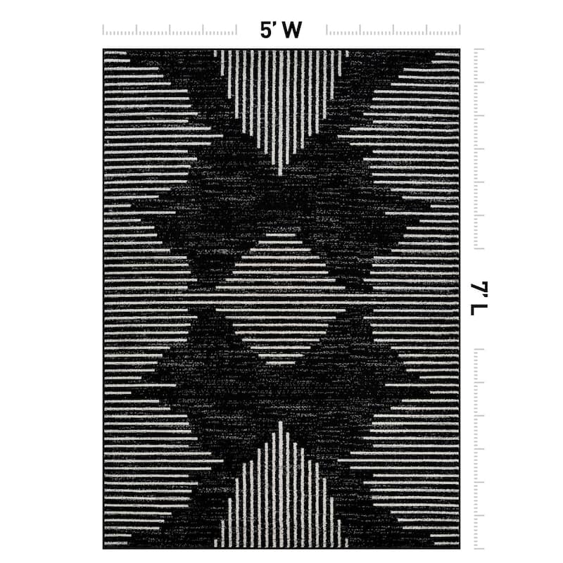 Modern Abstract Area Rug for Living Room, Bedroom, or Entryway - Low Pile Indoor Rug