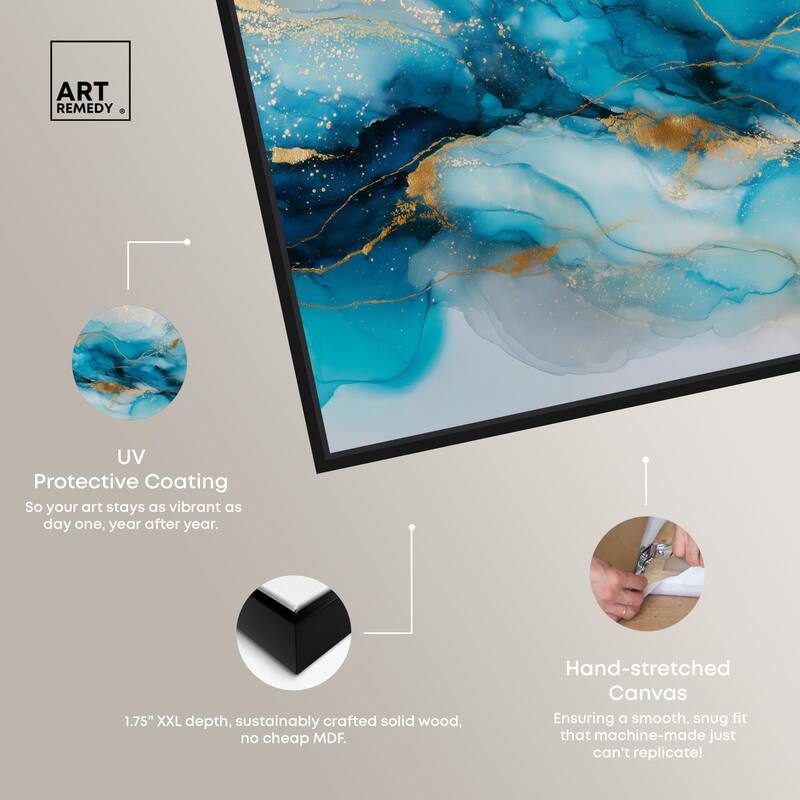 Ethereal Blue and Gold Canvas by Art Remedy
