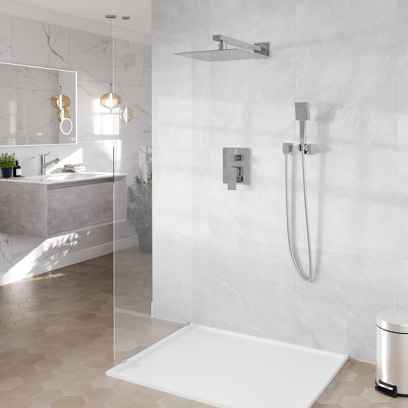 Eviva Edge Shower System with Slide Bar Hand-Shower and Thermostatic Valve