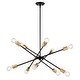 preview thumbnail 8 of 9, Gresham 10 Light Gold Brass and Black Mid-Century Modern Chandelier Adjustable Arms - 34.25-in W x 14.75-in H x 34.25-in D