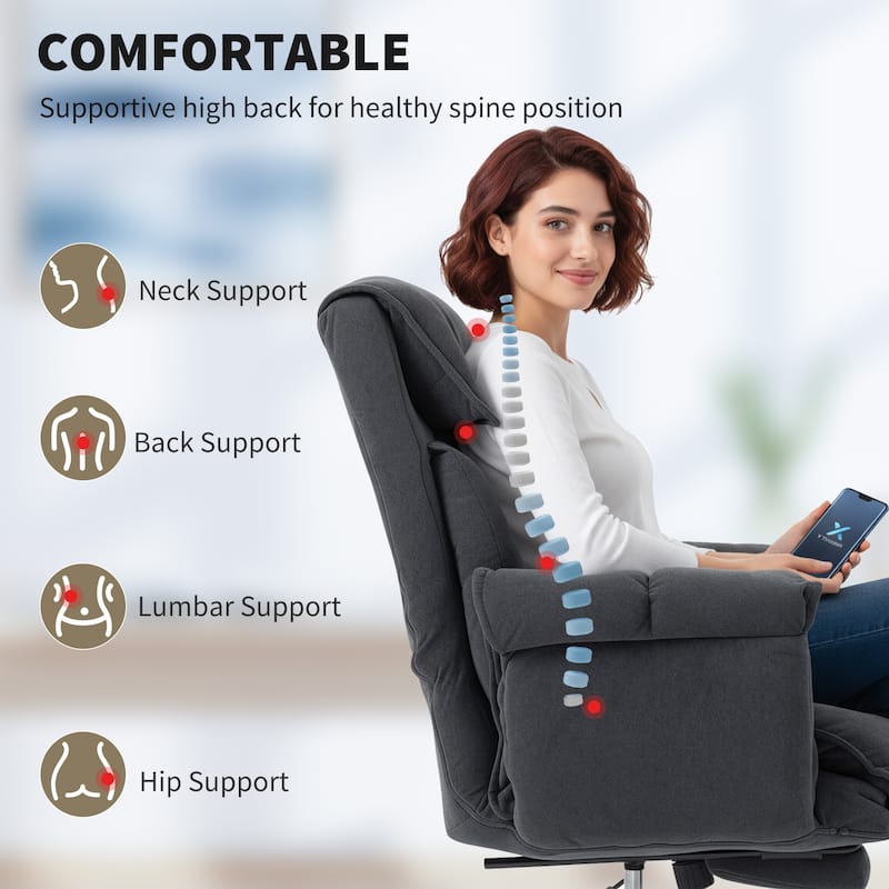 HOMCOM Executive Office Chair with Footrest, Reclining Swivel Computer Chair with High Back, Thick Cushion,Adjustable Height