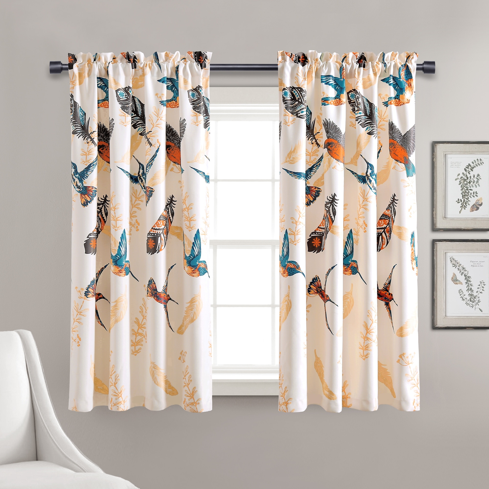 Lush Decor Bird Breeze Light Filtering Window Curtain Panel Pair