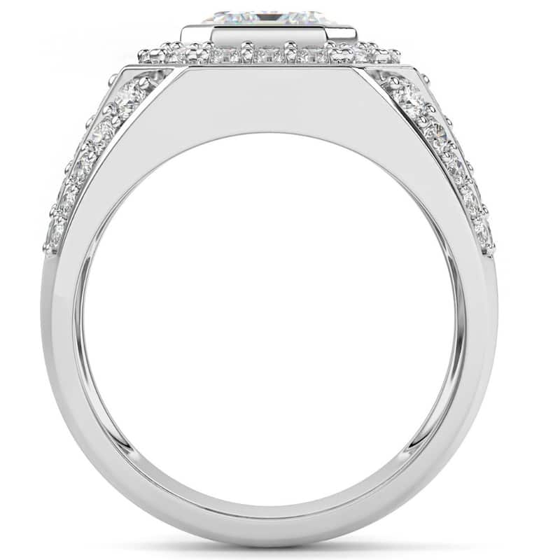 3Ct Emerald Cut Diamond Men's Ring in White, Yellow or Rose Gold Lab Grown