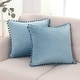 preview thumbnail 66 of 89, Deconovo Velvet Pom-poms Throw Pillow Covers 2 PCS(Cover Only) 16x16 - Haze Blue