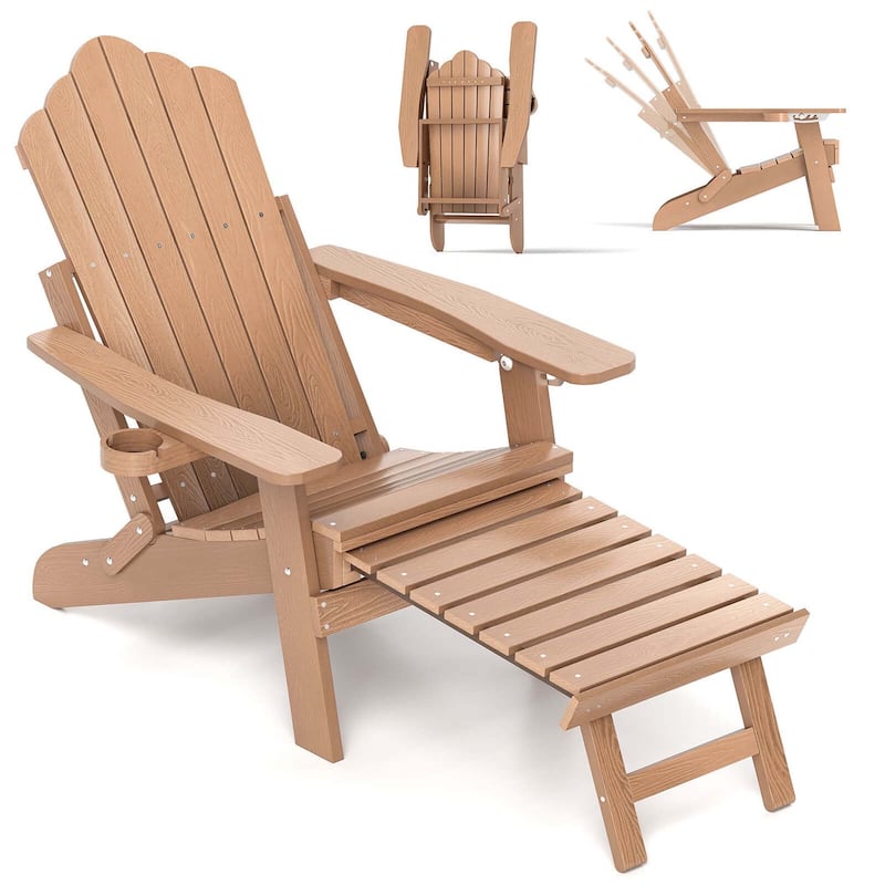 Outdoor HIPS Folding Adirondack Chair Patio Adirondack Chaise Lounge
