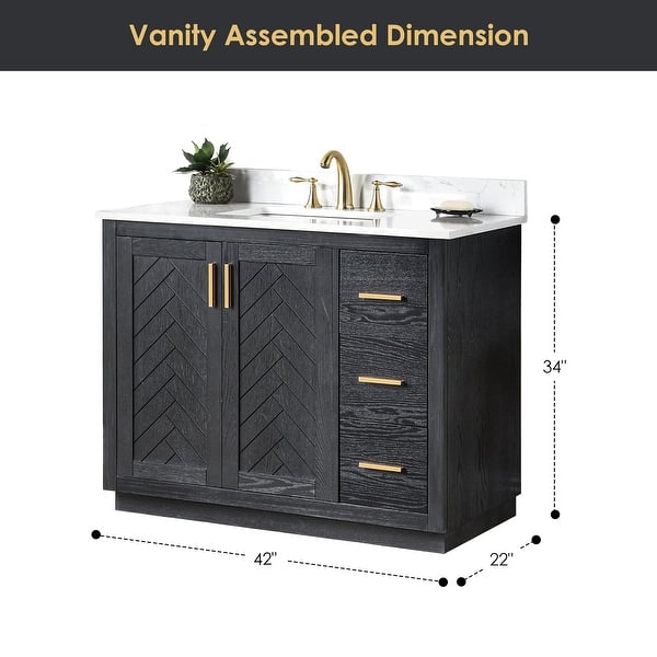 dimension image slide 2 of 6, Altair Gazsi Bathroom Vanity with Composite Stone Countertop without Mirror