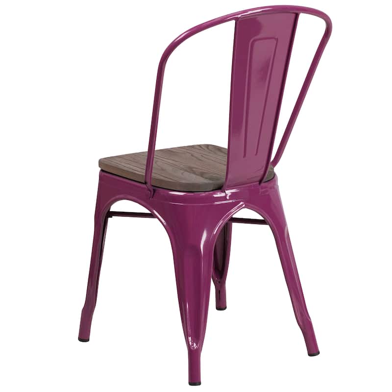 Metal Stackable Chair with Wood Seat - 17.75"W x 20"D x 33.5"H - 17.75"W x 20"D x 33.5"H