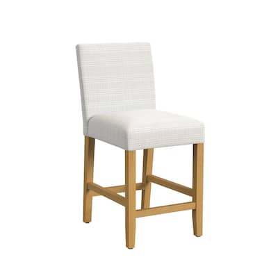 Relo Counter Height Stool Chair, Cream Polyester, Mini Grid Pattern