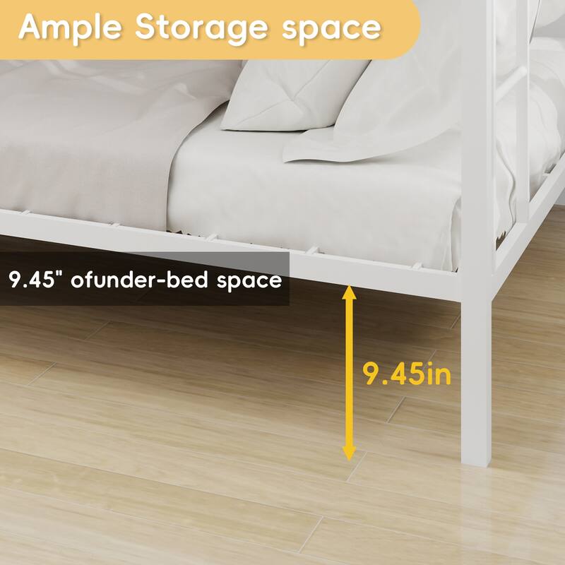 Space-Saving Twin & Full Size Metal Bunk Bed with Sturdy Frame, Ideal for Compact Rooms