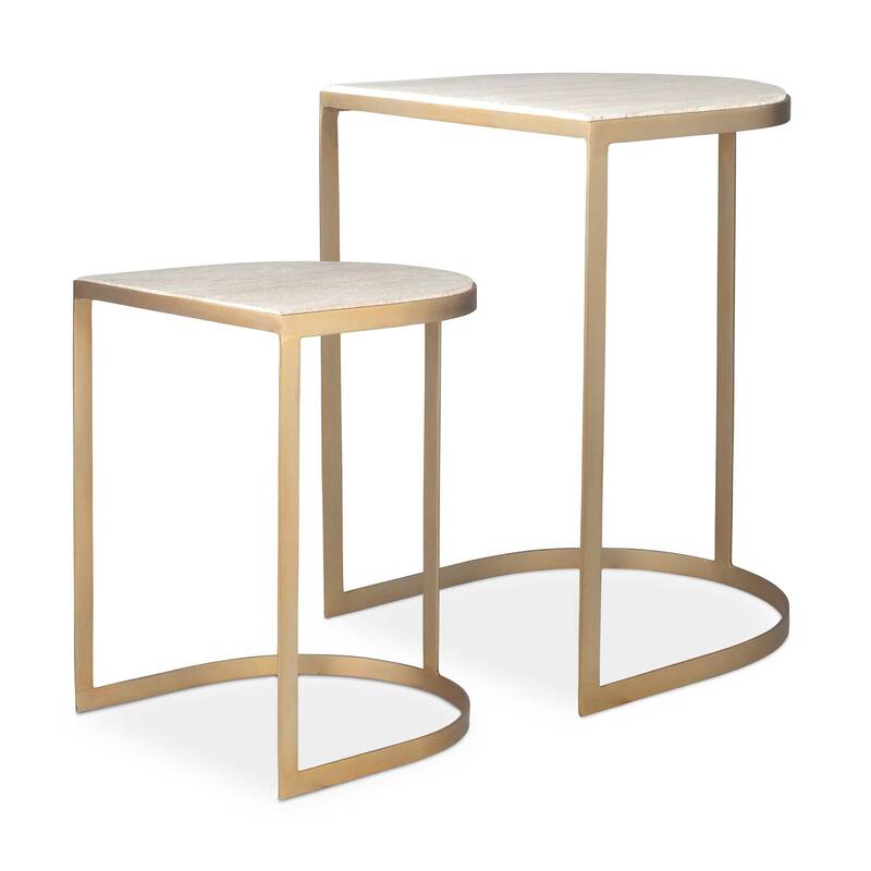 Uttermost Lindon Travertine Nesting Tables Set/2 - 17.25"W x 17.25"D x 24.25"H