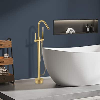 Topcraft Floor Mounted Bathtub Filler with Handheld Showerhead