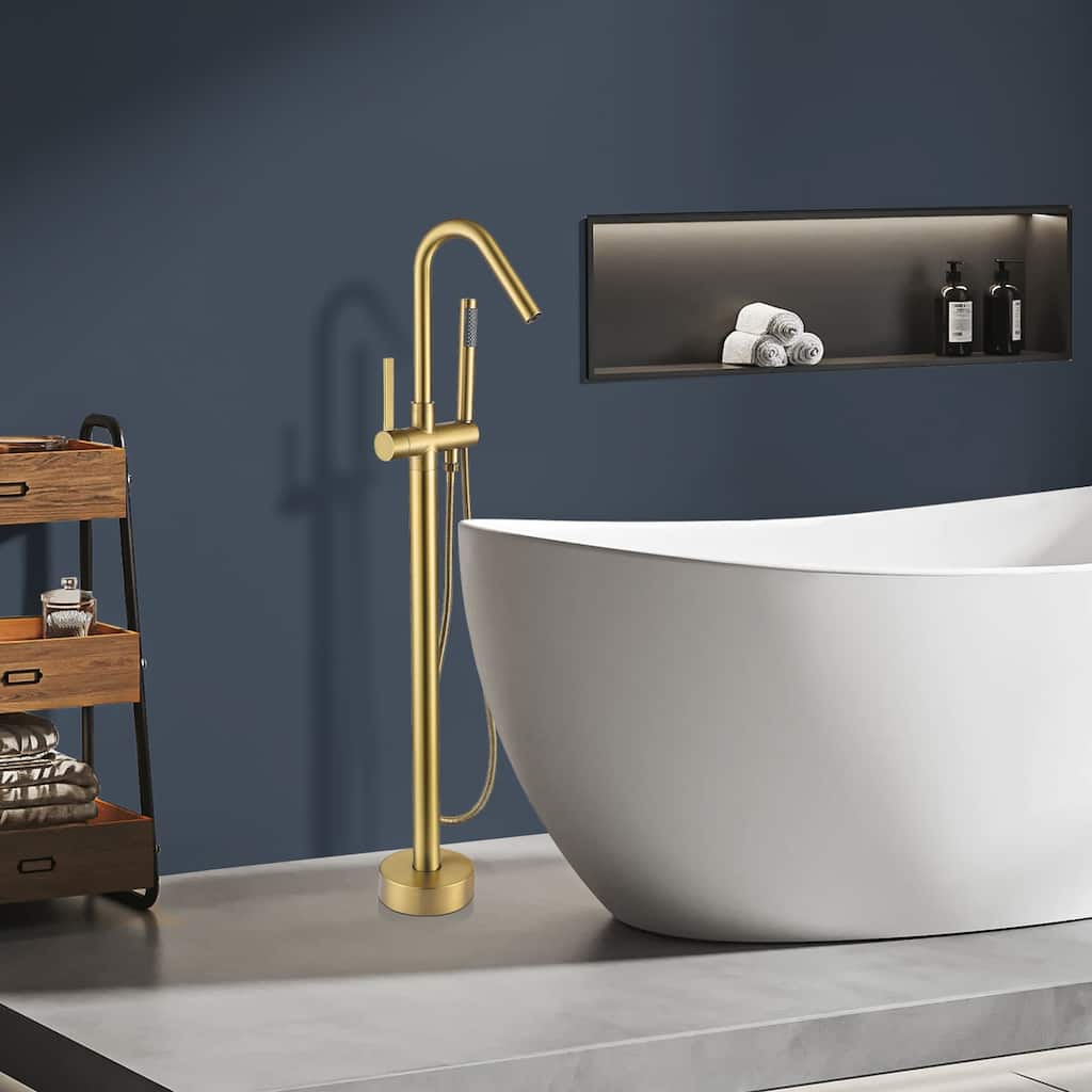 Topcraft Floor Mounted Bathtub Filler with Handheld Showerhead