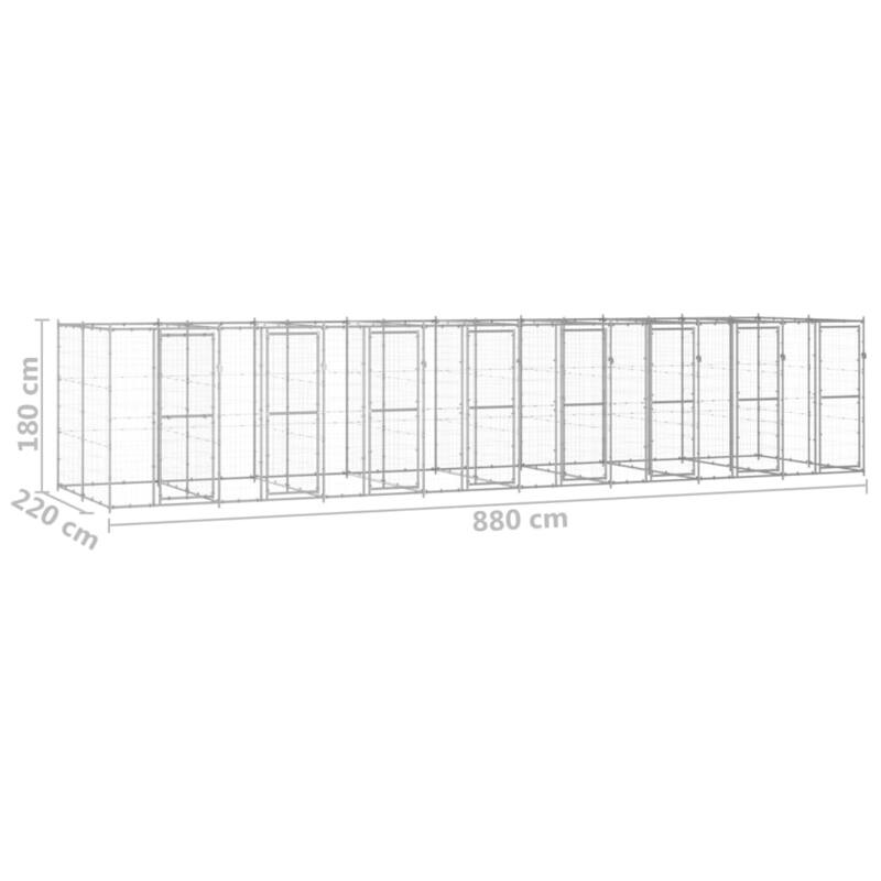 vidaXL Outdoor Dog Pen Pet Crate Kennel Cage Playpen House for Yard Steel