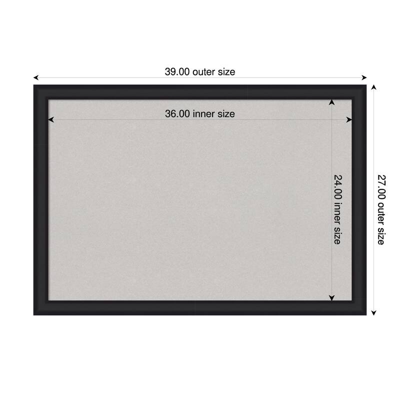 Oliver Black Narrow Wood Framed Cork Board - Bulletin Board, Organization Board, Pin Board - Grey - 39 x 27 in