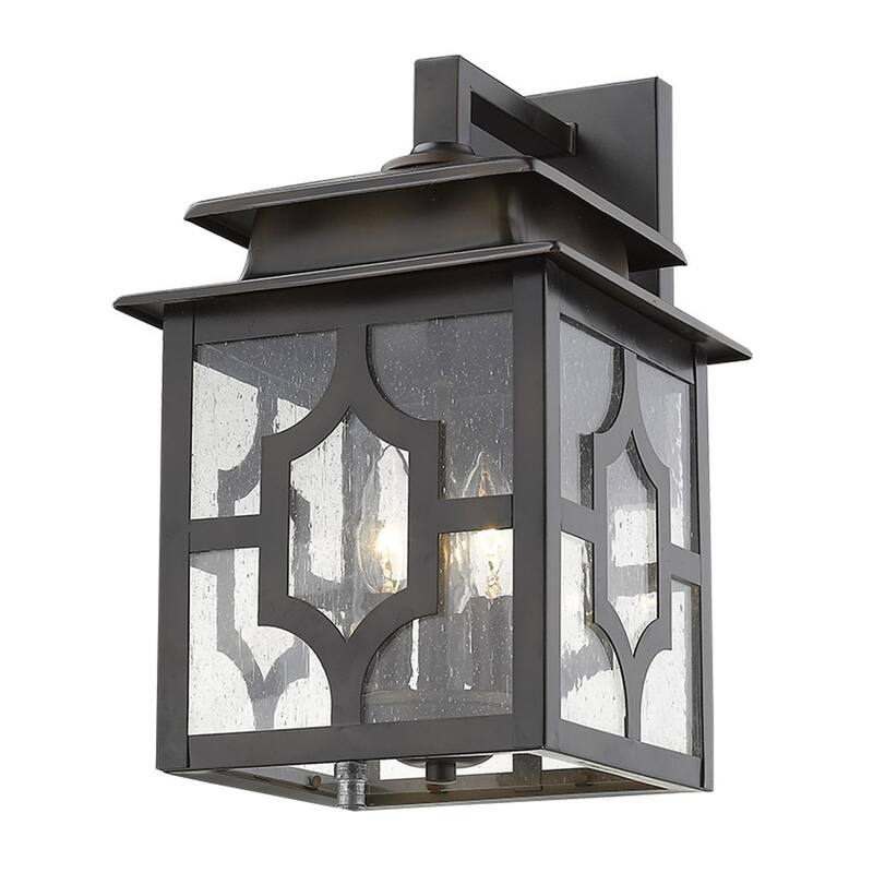 Outdoor Wall Light Fixture with Seedy Glass Shade and Bronze Flush Mount E12 LED Compatible