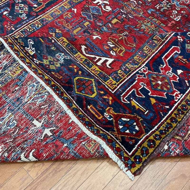 HERAT ORIENTAL Handmade 1920s Antique Heriz Wool Rug - 7'11" x 11'6"